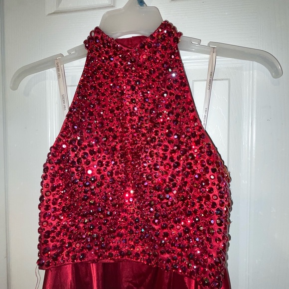Sherri Hill 2 pc red satin prom dress - size 2 - Picture 2 of 3